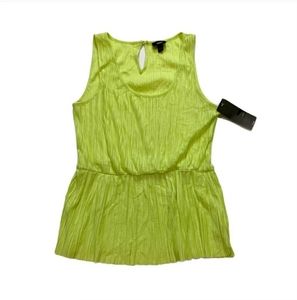 NWT Mossimo Pleated Fringe Sleeveless Blouse Tank Top Bright Yellow Size Medium